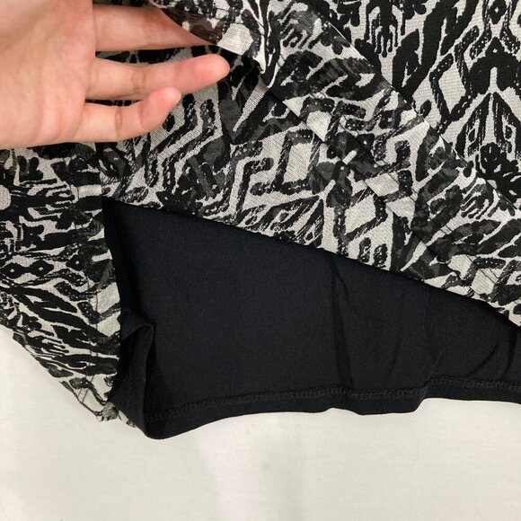 INC International Concepts 1X Black White Artsy Mesh Stretch Embellished Blouse - Picture 8 of 11